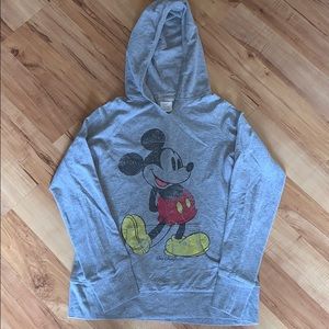 Mickey Mouse Athletic Gray Grey Pullover Hoodie L